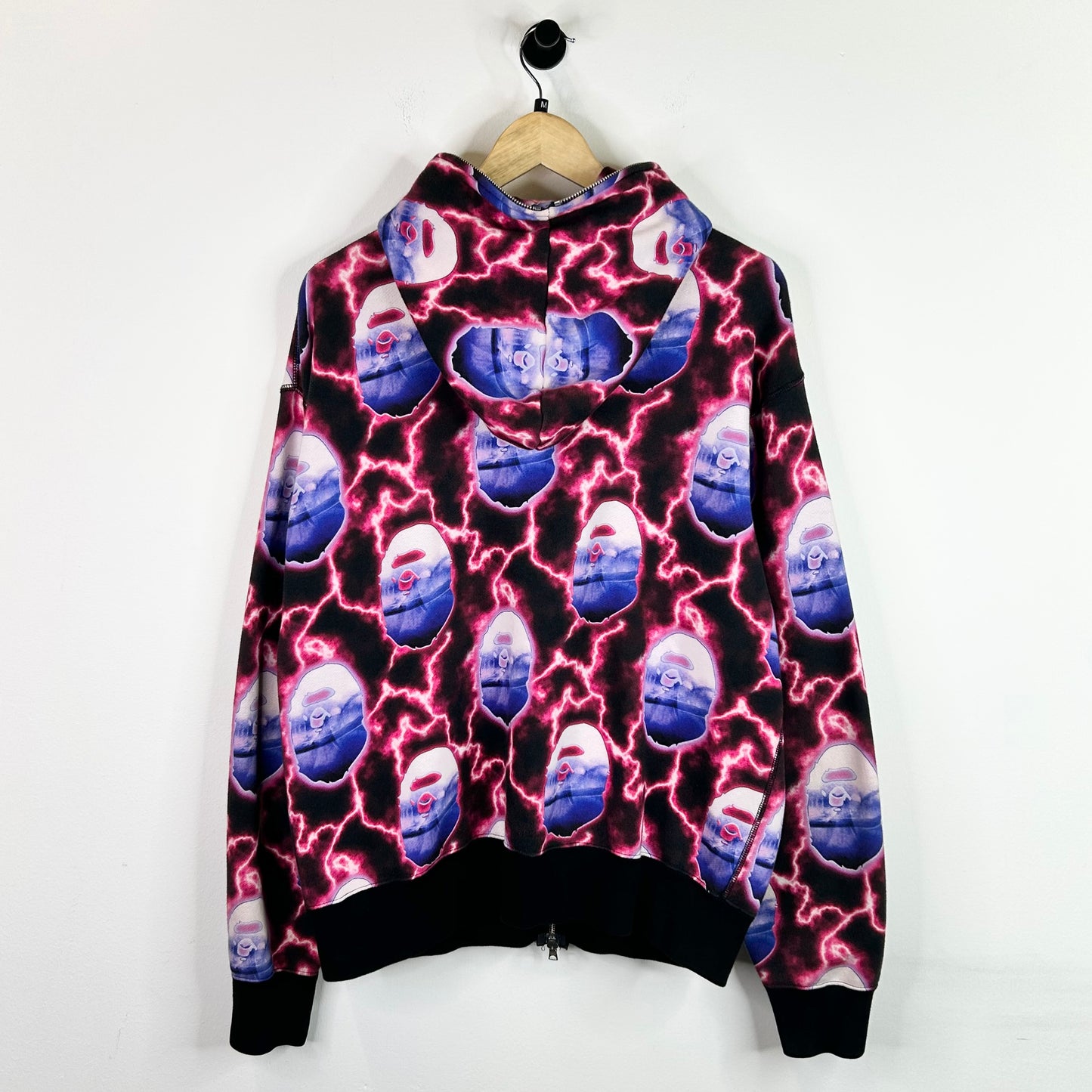 BAPE PINK LIGHTNING AOP FACE ZIP HOODIE