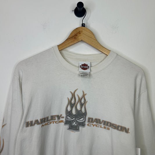 GREY SKULL FLAME HARLEY DAVIDSON LONG SLEEVE