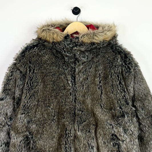 SUPREME REVRSIBLE FAUX FUR HOODED WORK JACKET RED