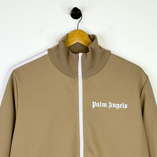 PALM ANGELS LOGO PRINT TRACK JACKET TAN