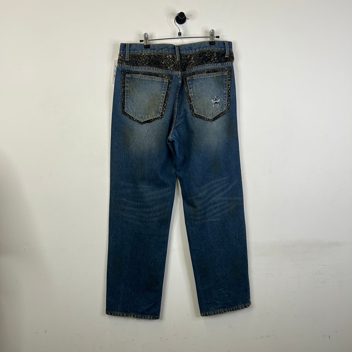SUPREME LEOPARD FAUX FUR JEANS