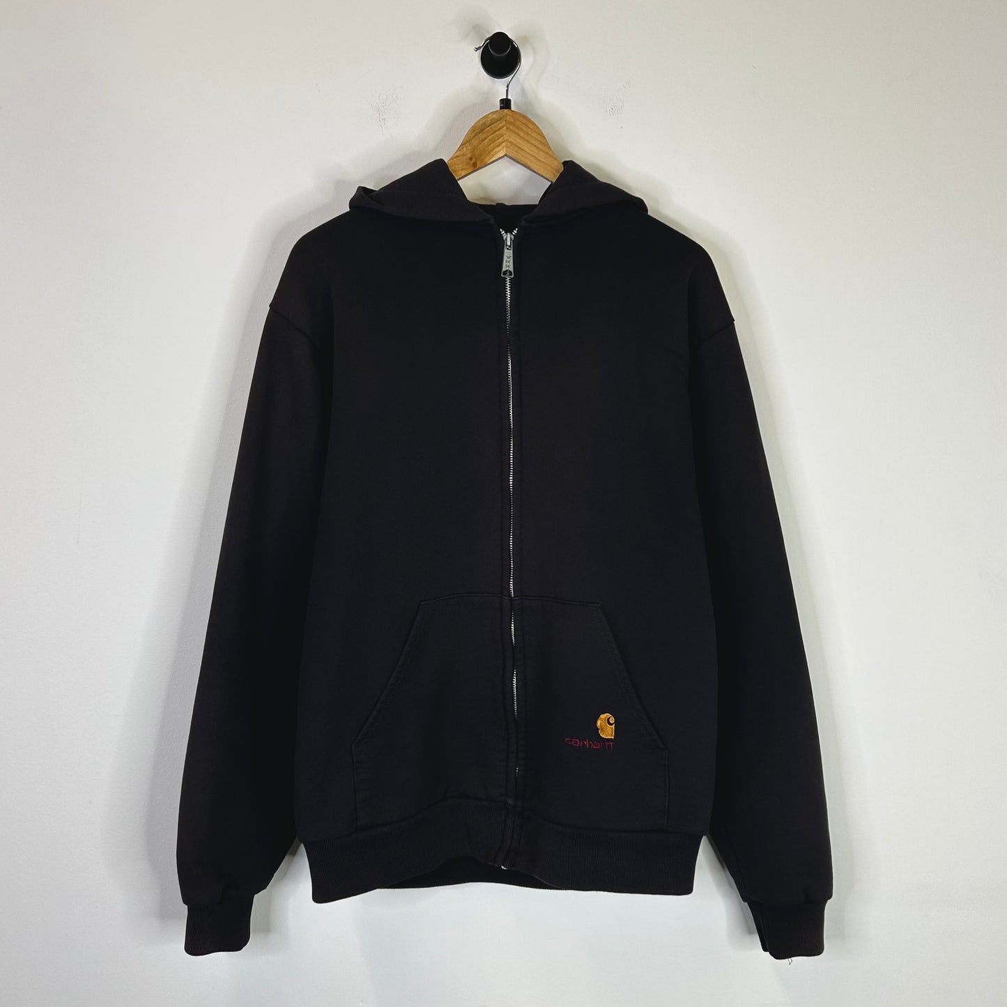 CARHARTT FADED BLACK THERMAL LINED ZIP-UP HOODIE