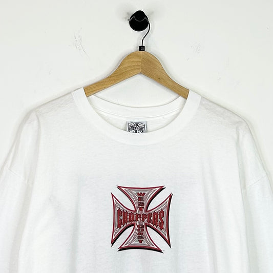 WEST COAST CHOPPERS SILVER STREAK AND RED LOGO TEE