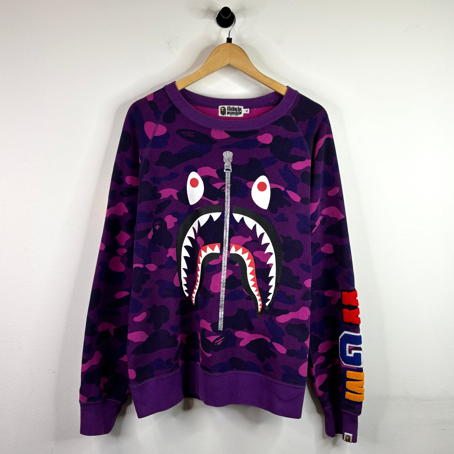 BAPE PURPLE SHARK FACE CREWNECK