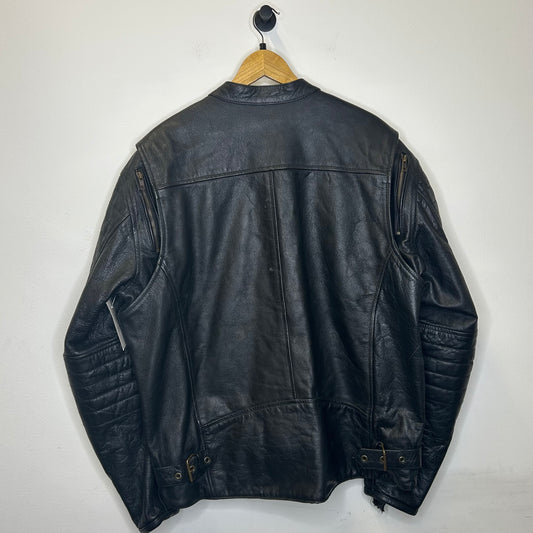 BLACK LEATHER MOTORCYCLE JACKET
