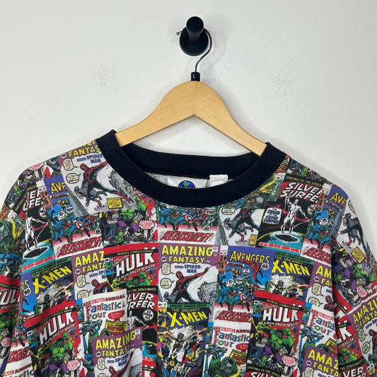MARVEL UNIVERSAL STUDIOS ALL OVER PRINT TEE SZ L