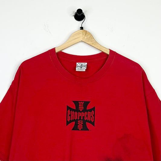 WEST COAST CHOPPERS RED SHORT SLEEVE TEE LOGO