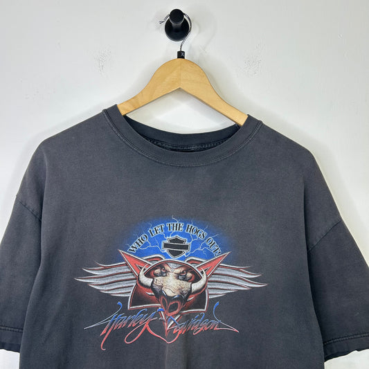 WHO LET THE HOGS OUT HARLEY DAVIDSON TEE