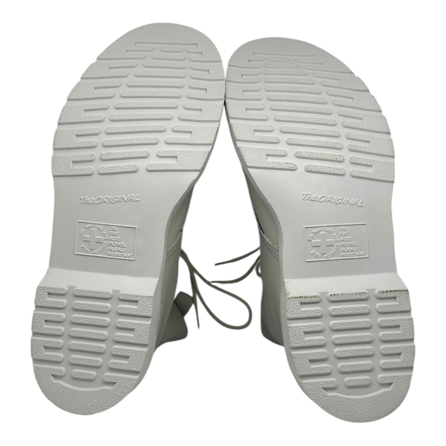 PREOWNED MAISON MARGIELA X DR MARTENS WHITE 1460 TWIST BOOT