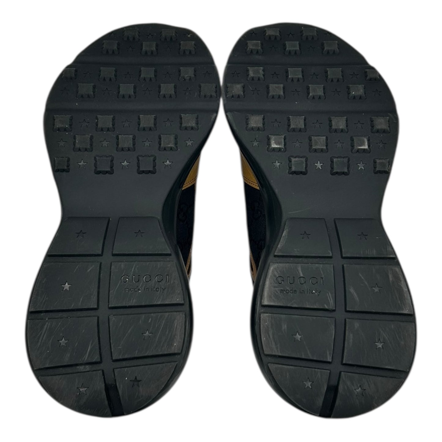 PREOWNED GUCCI RHYTON BLACK KHAKI LEATHER