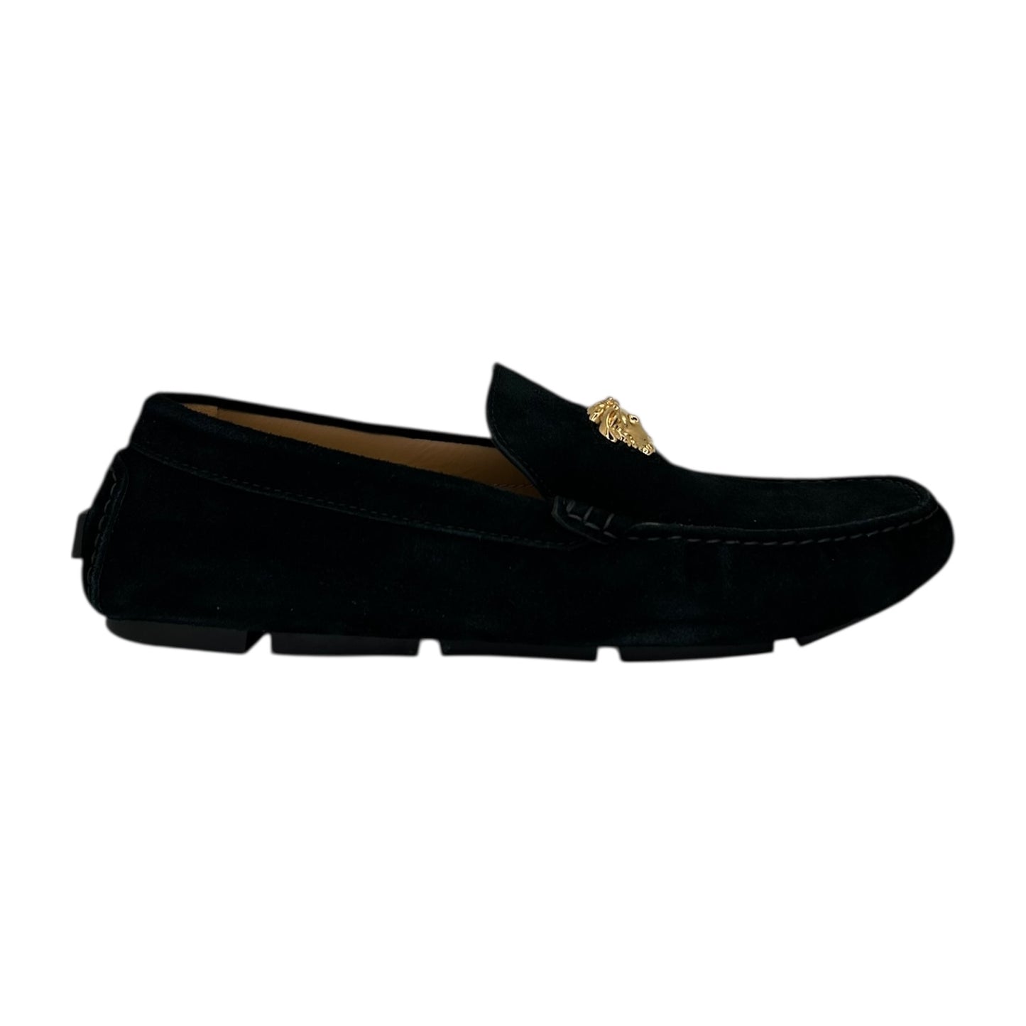 VERSACE BLACK SUEDE DRIVER SHOES