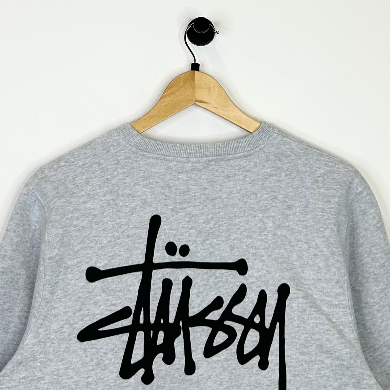STUSSY BASIC ASH HEATHER CREWNECK