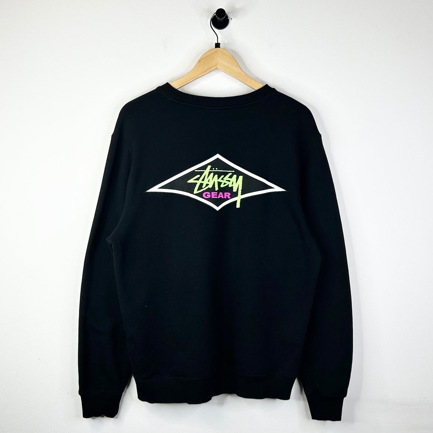 STUSSY GEAR DIAMOND LOGO BLACK CREWNECK