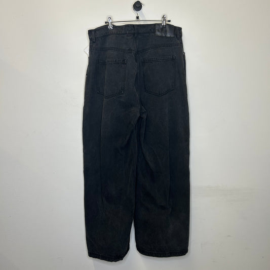 ADIDAS ZIP FLARE BLACK BAGGY DENIM