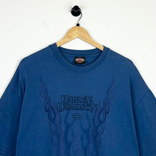 HARLEY DAVIDSON BLUE BIG FLAME TEE
