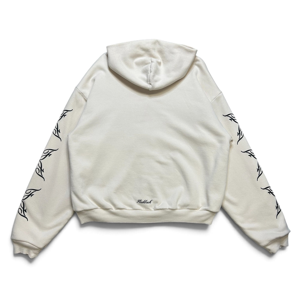TRIPLE LOGO THERMAL LAYER ZIP UP HOODIE - CREAM