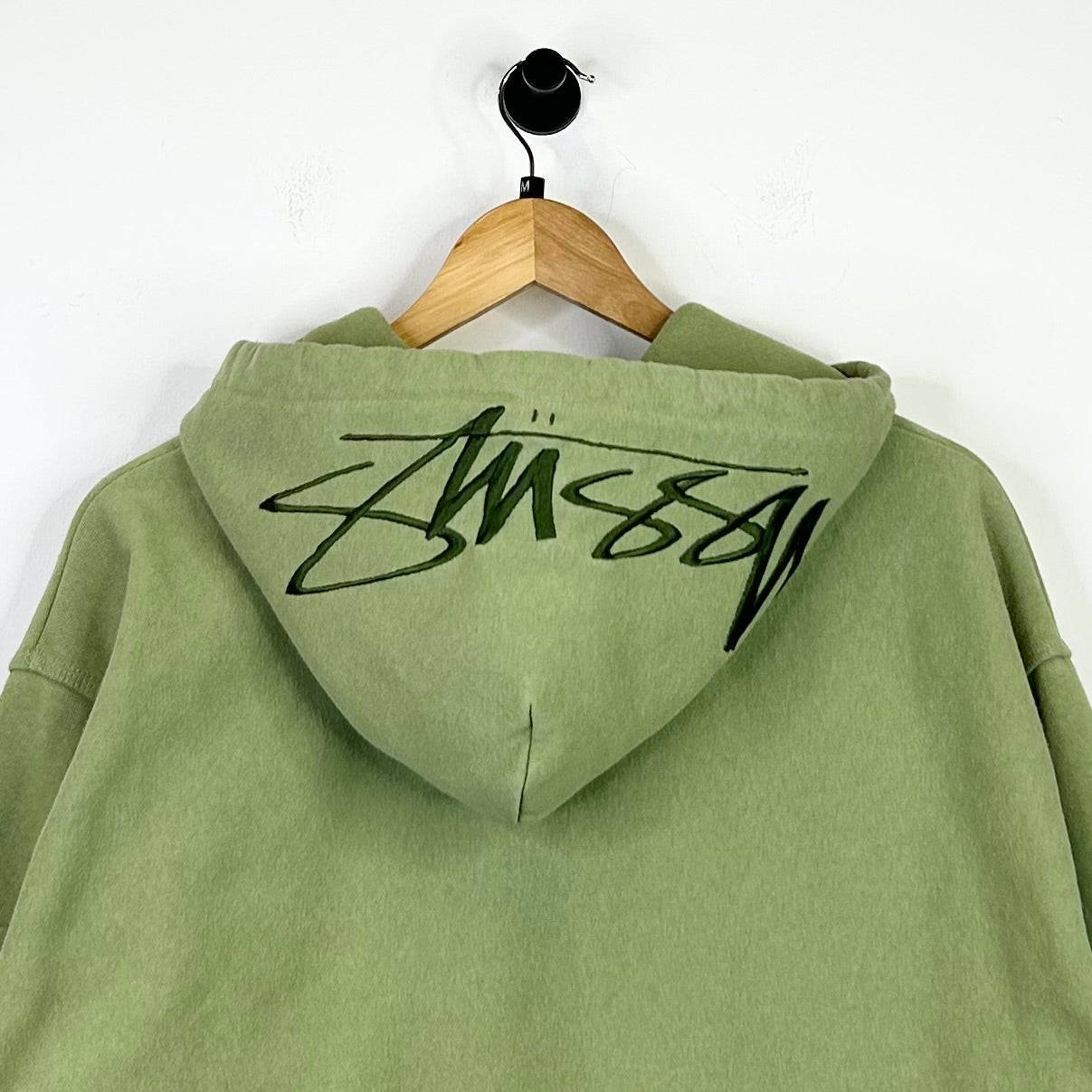 STUSSY EMBROIDERED HOOD OLIVE HOODIE