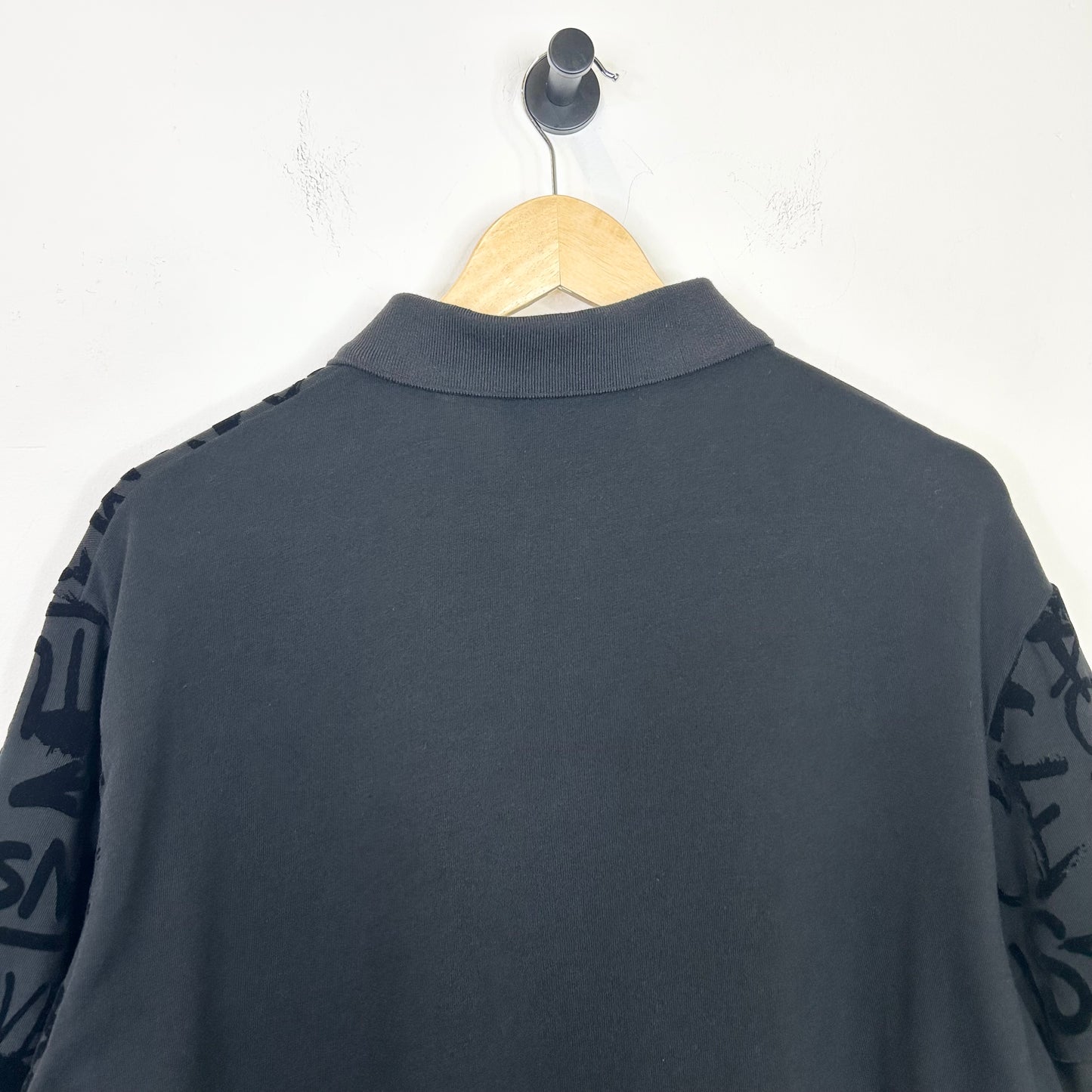VERSACE BLACK GRAFFITI PRINT POLO