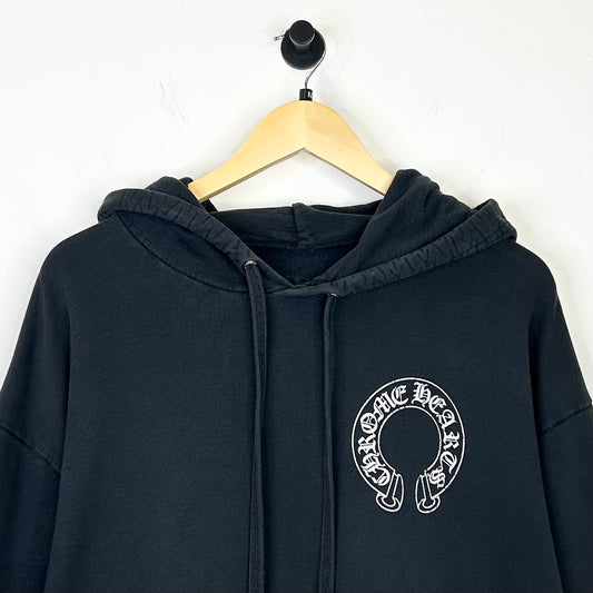CHROME HEARTS HORSESHOE FLORAL CROSS SLEEVE HOODIE
