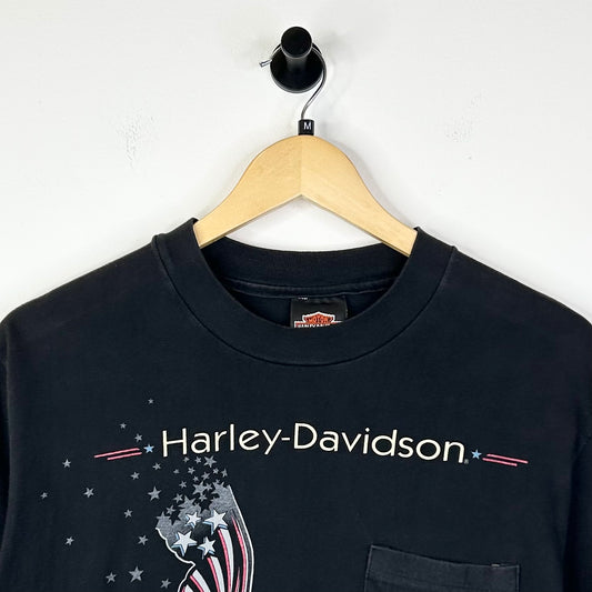 1997 HARLEY DAVIDSON FREEDOM RIDES ON ITS WINGS HOUSE OF HARLEY TEE