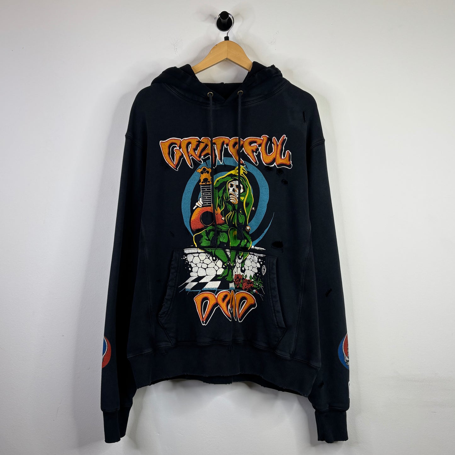 GALLERY DEPT GRATEFUL DEAD DISTRESSED BLACK HOODIE
