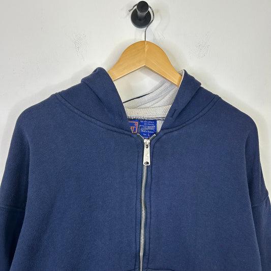 NAVY BLUE THERMAL LINED BLANK ZIP UP HOODIE