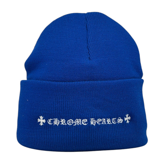 CHROME HEARTS BLUE EMBROIDERED MONOGRAM BEANIE