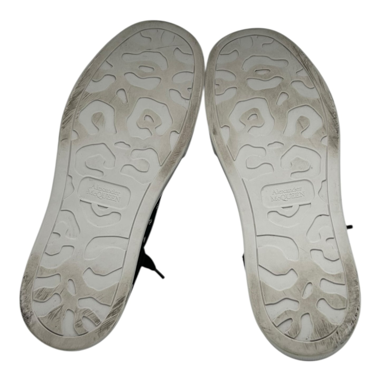 PREOWNED ALEXANDER MCQUEEN DECK PLIMSOLL BLACK AND WHITE