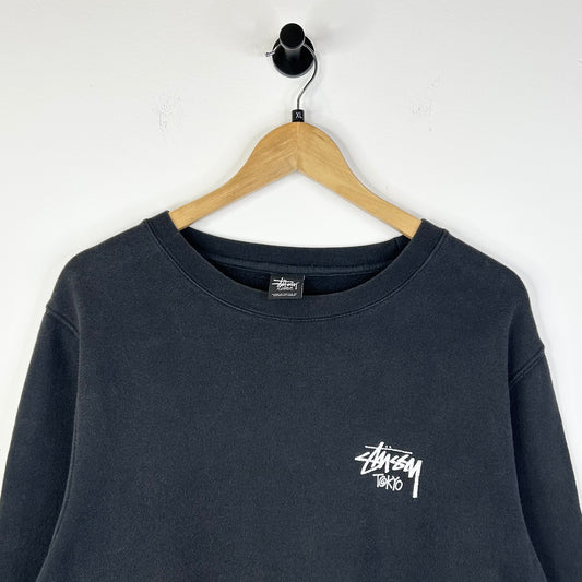 STUSSY TOKYO CRACKED BLACK CREWNECK