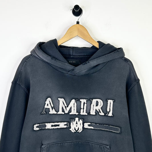 AMIRI DISTRESSED BLACK LOGO HOODIE