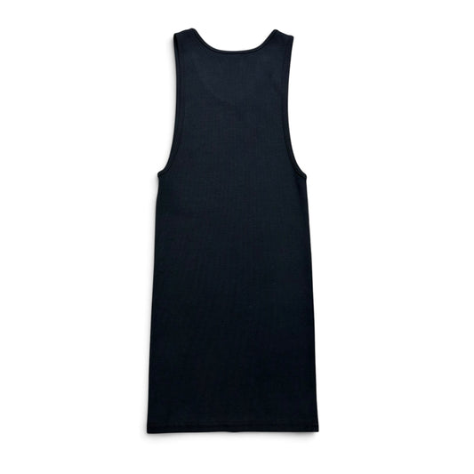CENTER LOGO FITTED TANK TOP - BLACK