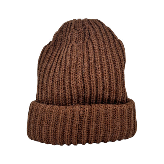 SUPREME BROWN CHUNKY RIB CLASSIC LOGO BEANIE