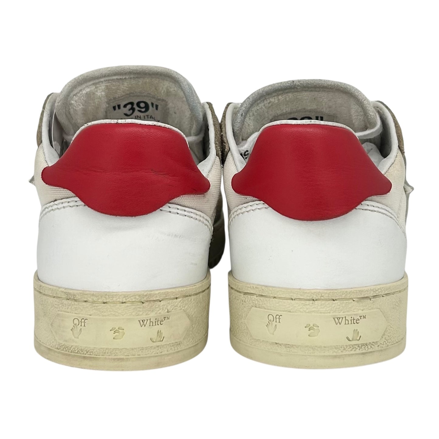 PREOWNED OFF WHITE 5.0 CANVAS LOW WHITE RED
