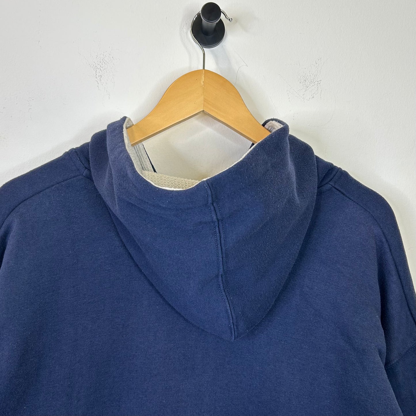NAVY BLUE THERMAL LINED BLANK ZIP UP HOODIE