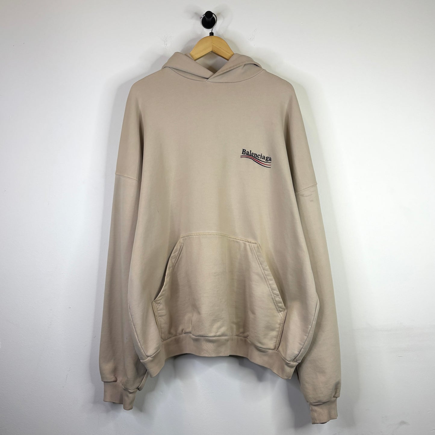 BALENCIAGA LIGHT BEIGE POLITICAL CAMPAIGN HOODIE