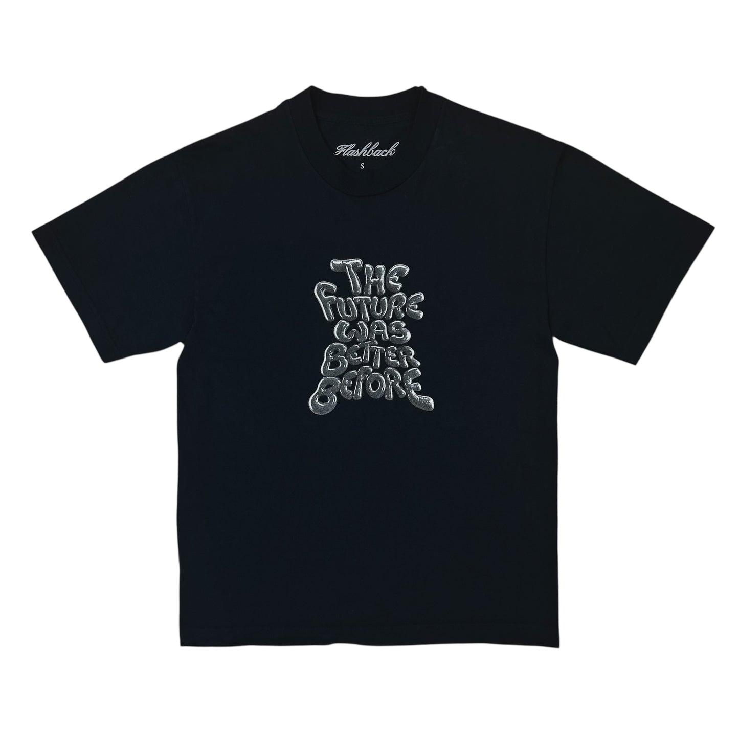 FLASHBACK TFWBB BUBBLE LETTER CROPPED TEE BLACK