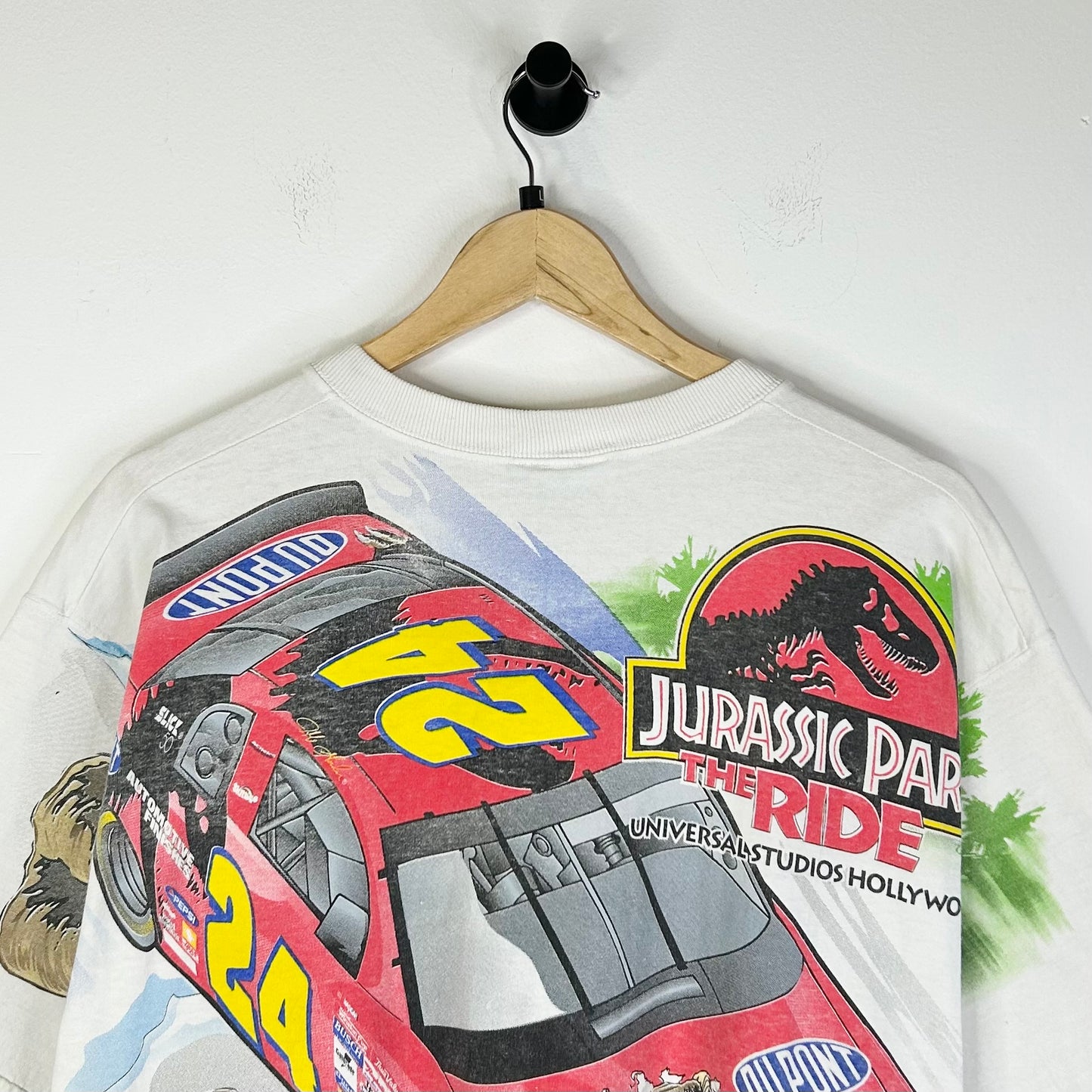 1997 JEFF GORDON JURASSIC PARK WHITE RACING TEE