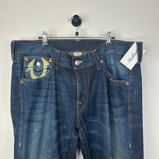 TRUE RELIGION PAINTED DISTRESSED DENIM