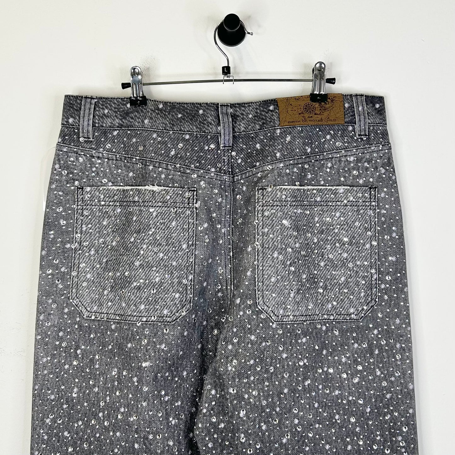 BIRTH OF A ROYAL CHILD RHINESTONE GREY DENIM