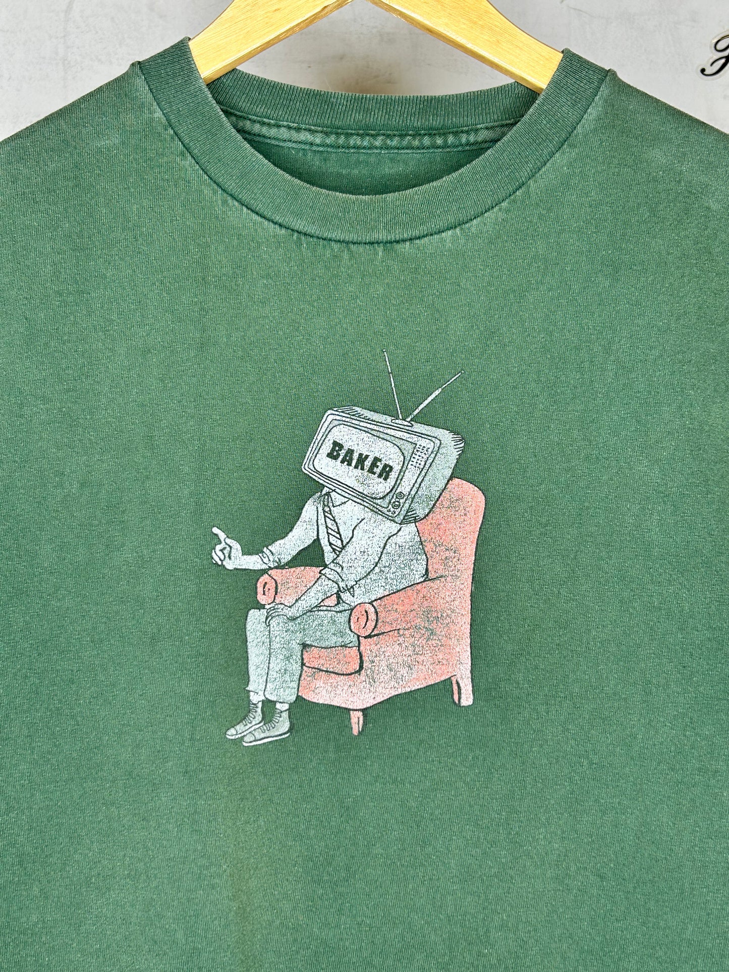 PREOWNED GREEN BAKER TV HEAD SHIRT L