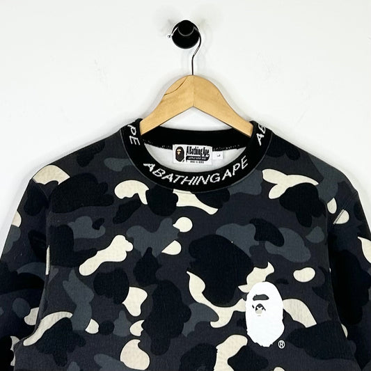 BAPE BLACK AND WHITE CAMO CREWNECK