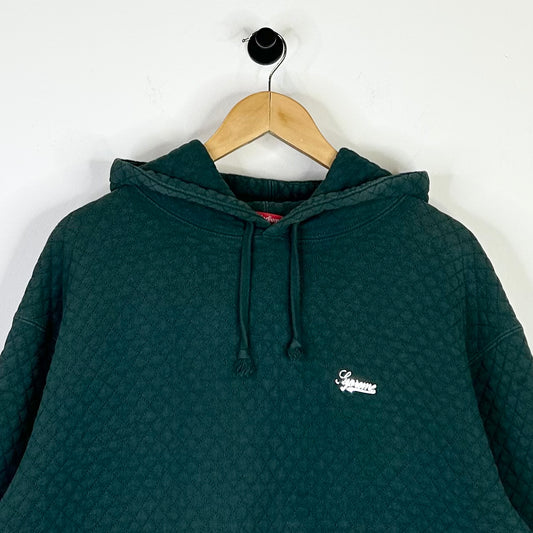 SUPREME GREEN MICRO QUILTED HOODIE
