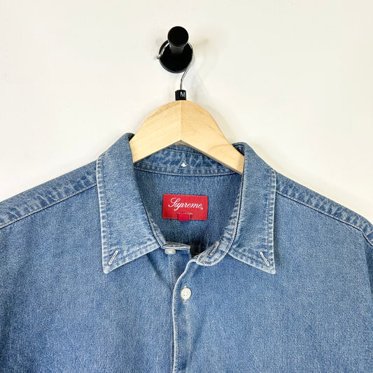 SUPREME THE WORLD IS YOURS DENIM BUTTON UP TEE