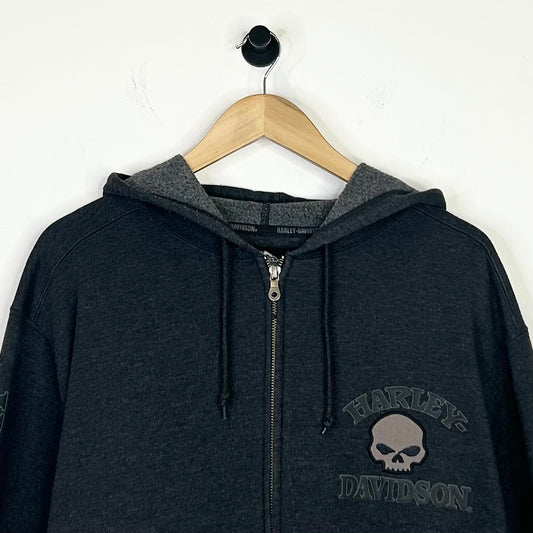 HARLEY DAVIDSON SKULL PATCH ZIP UP HOODIE