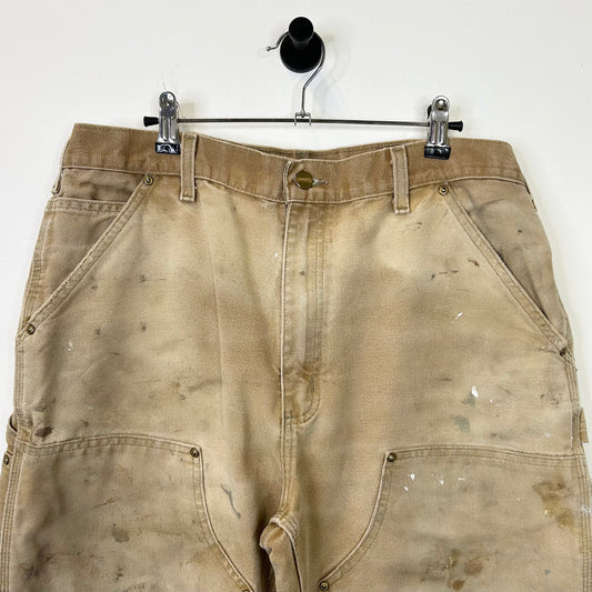 CARHARTT DOUBLE KNEES TAN PAINT SPLATTER PANTS