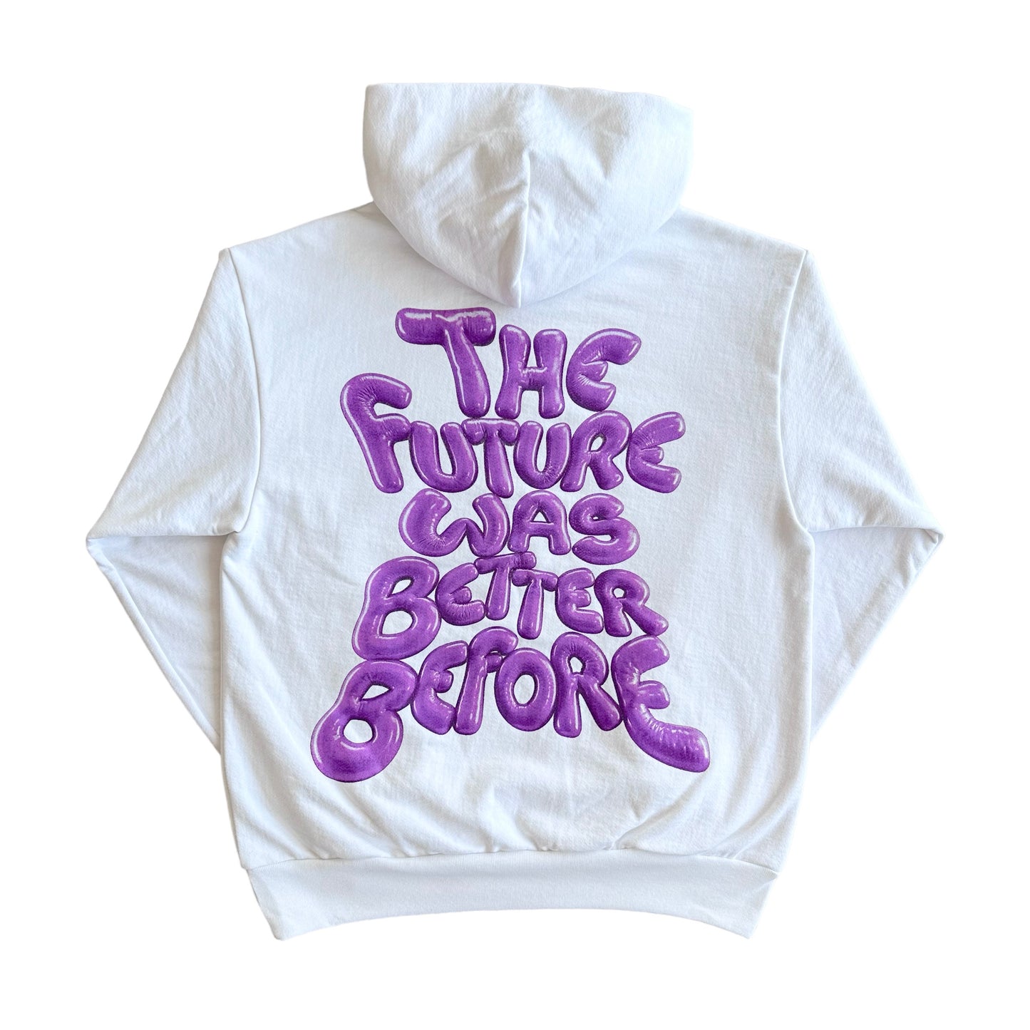 The Future Was Better Before Hoodie (White/Purple)