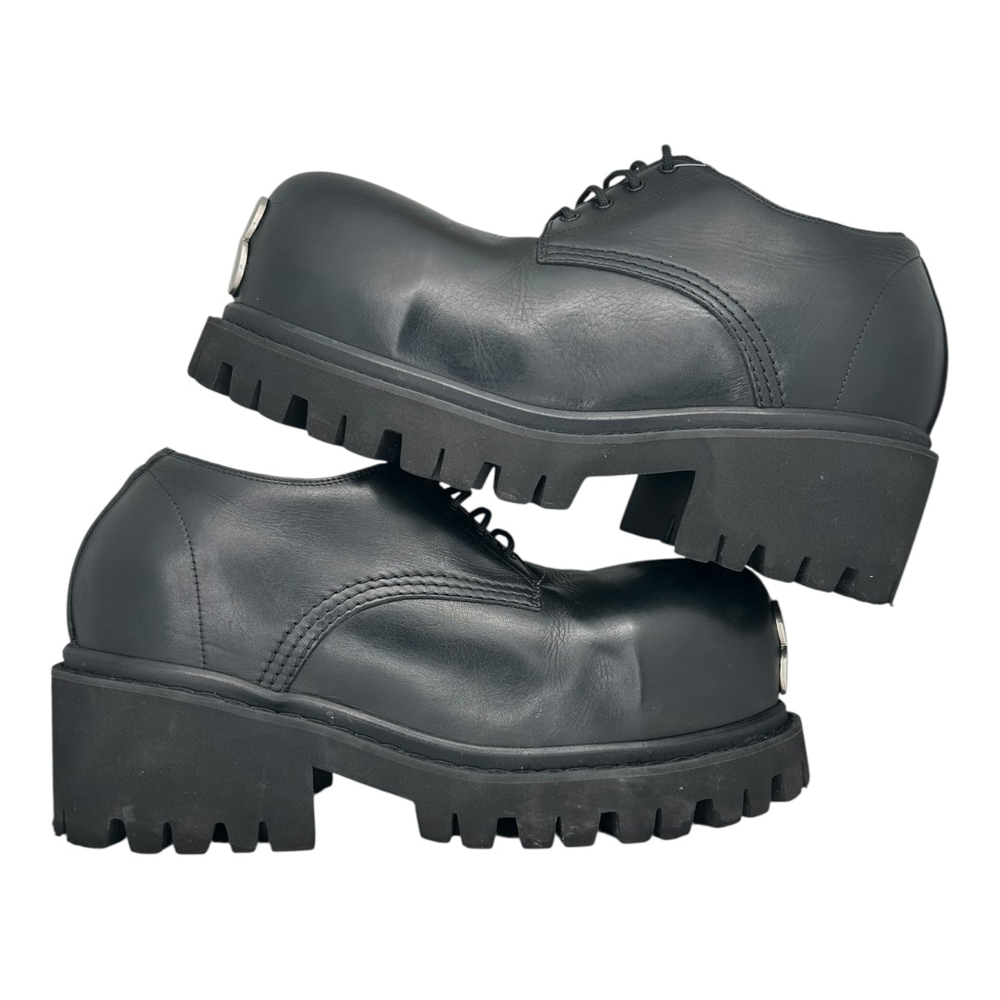 PREOWNED BALENCIAGA STOMPER DERBY BLACK