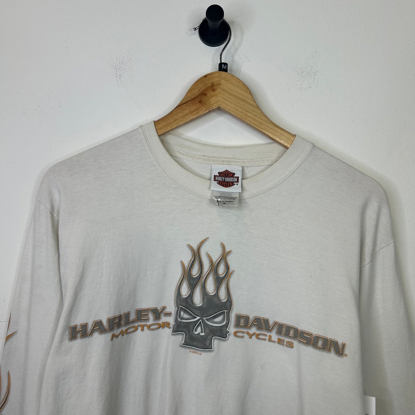 GREY SKULL FLAME HARLEY DAVIDSON LONG SLEEVE