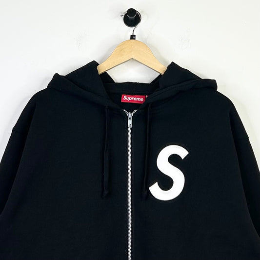 SUPREME S LOGO ZIP UP HOODIE BLACK