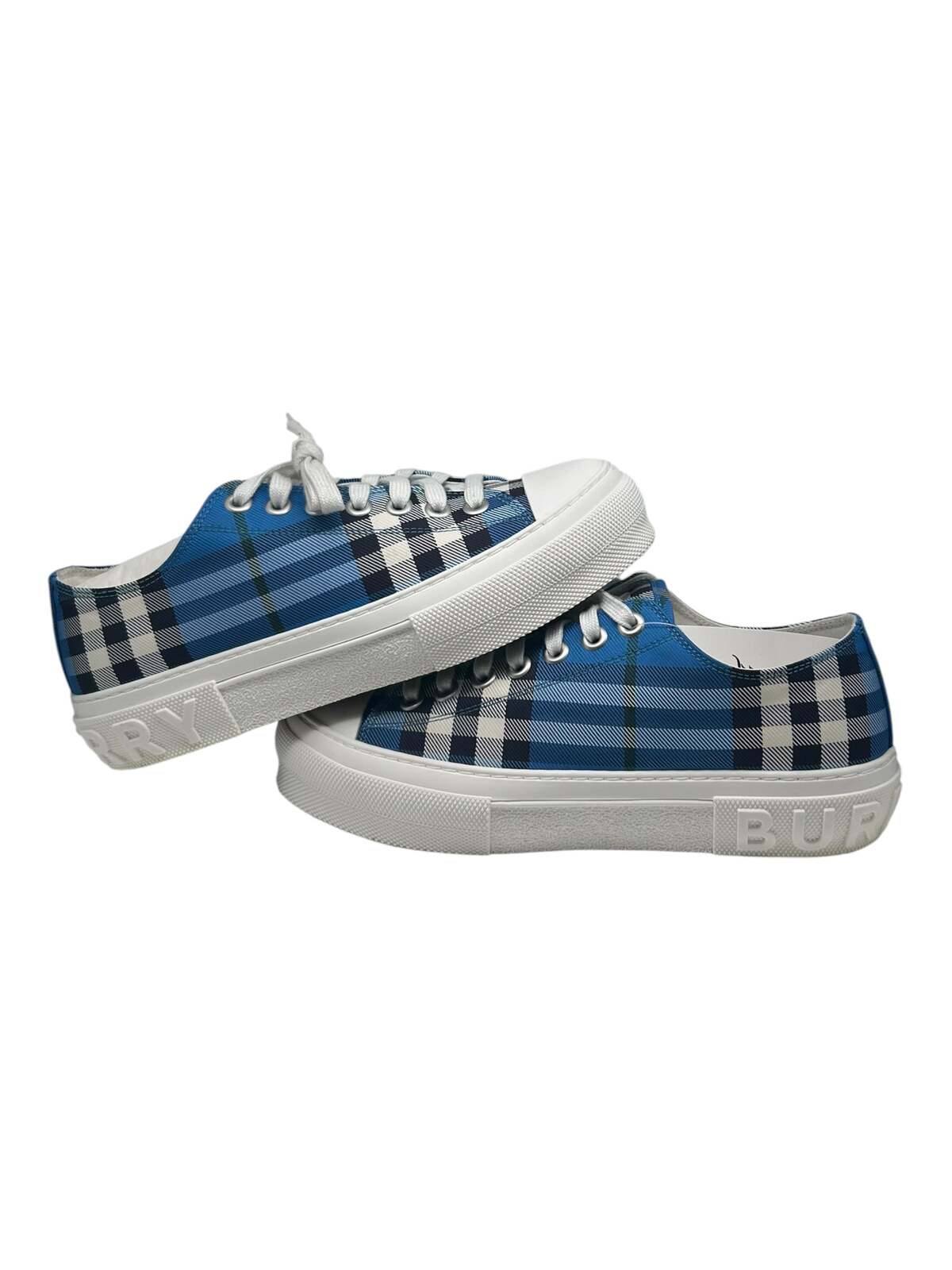 PREOWNED BURBERRY TRAINING JACK BLUE CHECK SNEAKER
